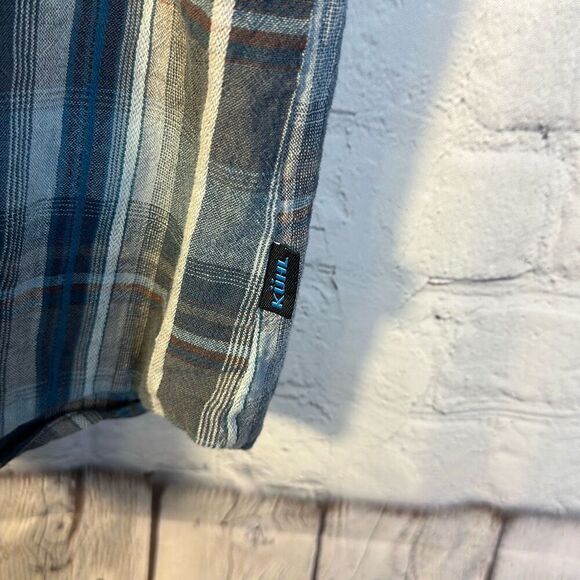Kuhl Skorpio Plaid Button Down Shirt Mens XXL Hiking Short Sleeve Blue Gray - Picture 2 of 8